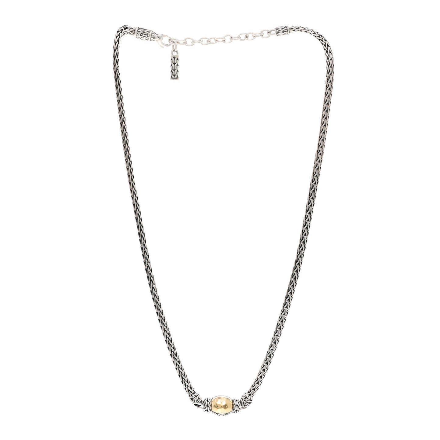 Sterling Silver 22K Yellow Gold Hammered Pendant Necklace