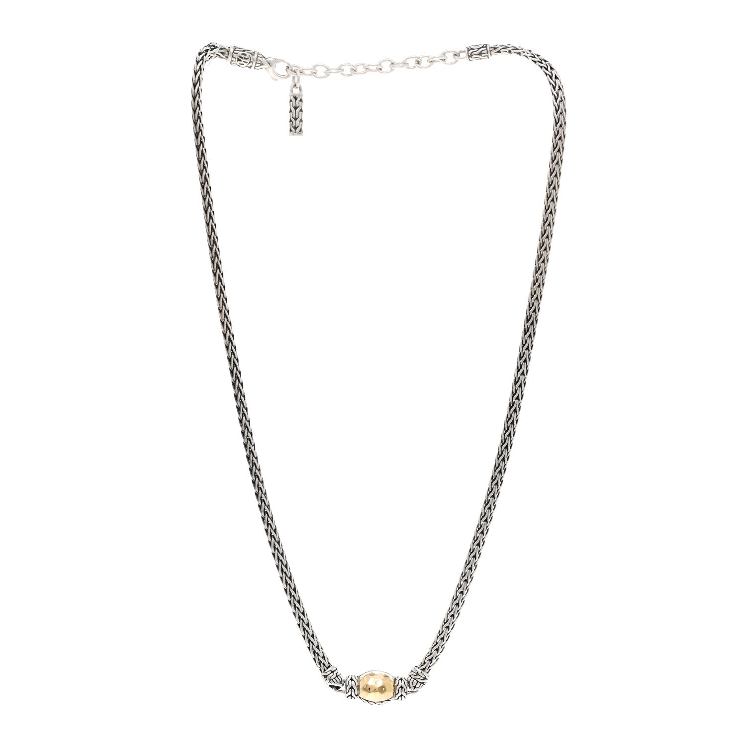 John Hardy Sterling Silver 22K Yellow Gold Hammered Pendant Necklace 3 of 4