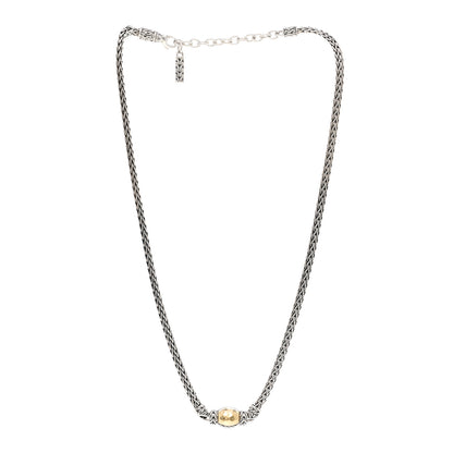 John Hardy Sterling Silver 22K Yellow Gold Hammered Pendant Necklace 3 of 4