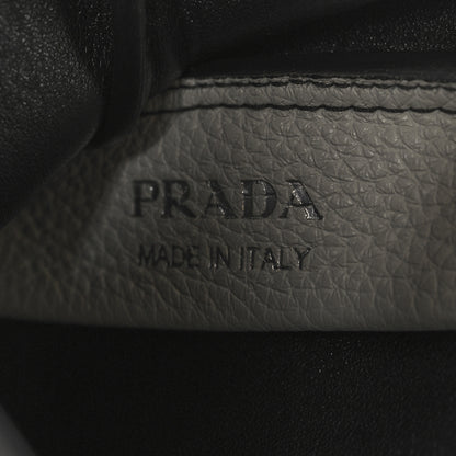 Prada Vitello Daino Soft Mini Dynamique Tote Talco Black 6 of 9