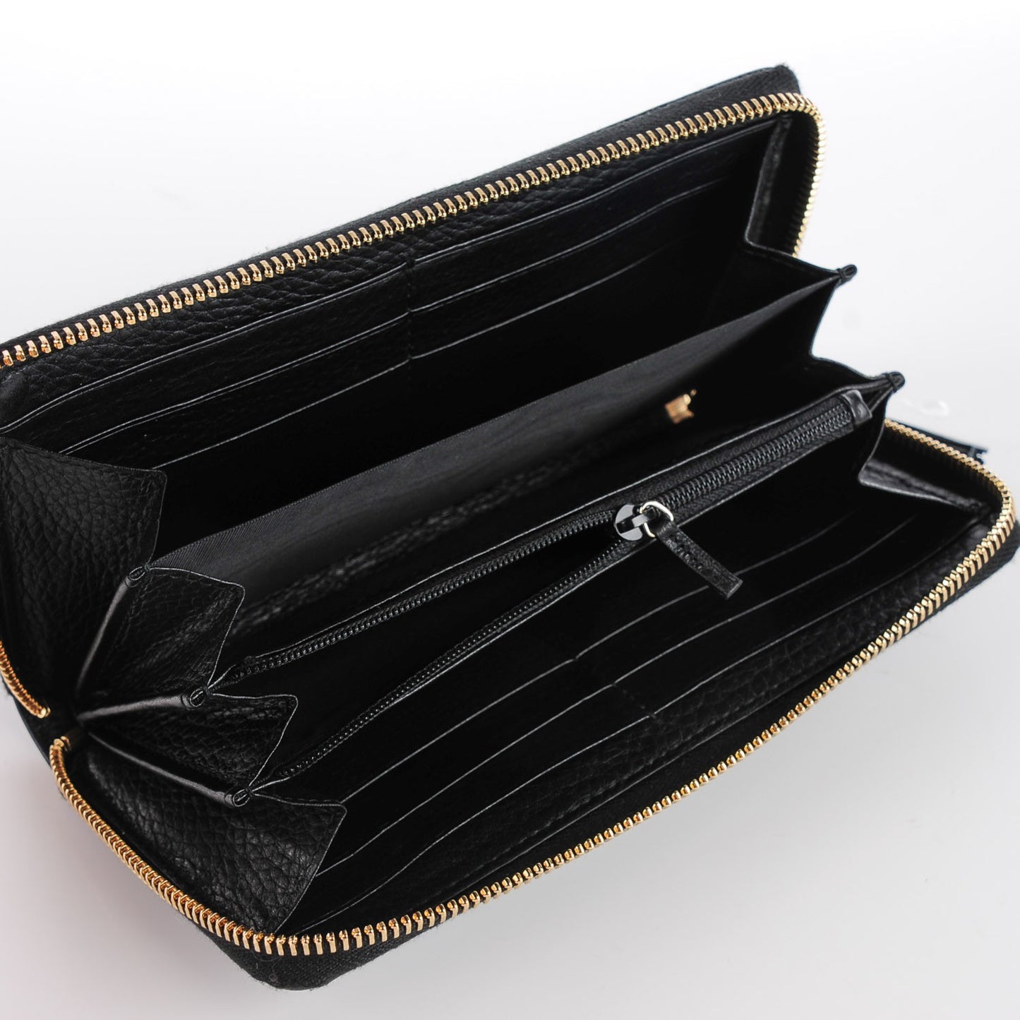 Pebbled Calfskin Soho Zip Around Wallet Black