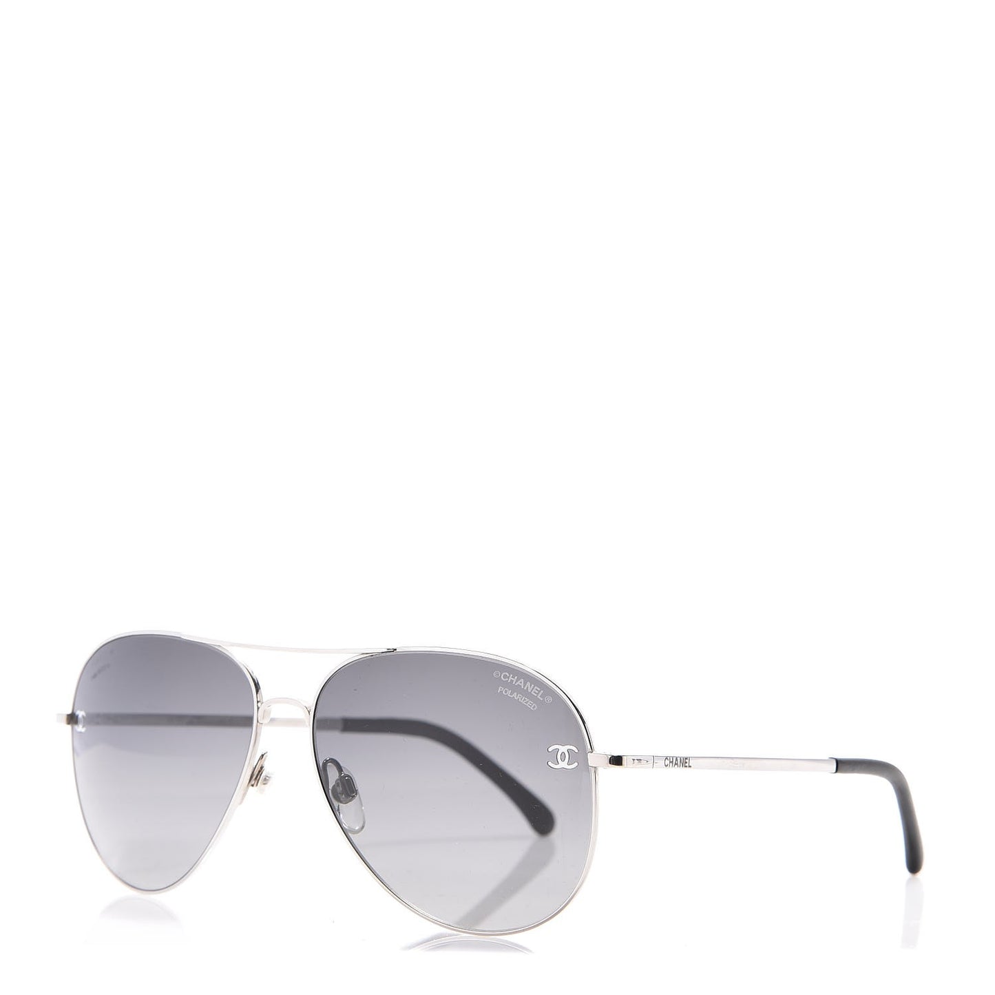 Metal Polarized CC Aviator Sunglasses 4189-T-Q Silver
