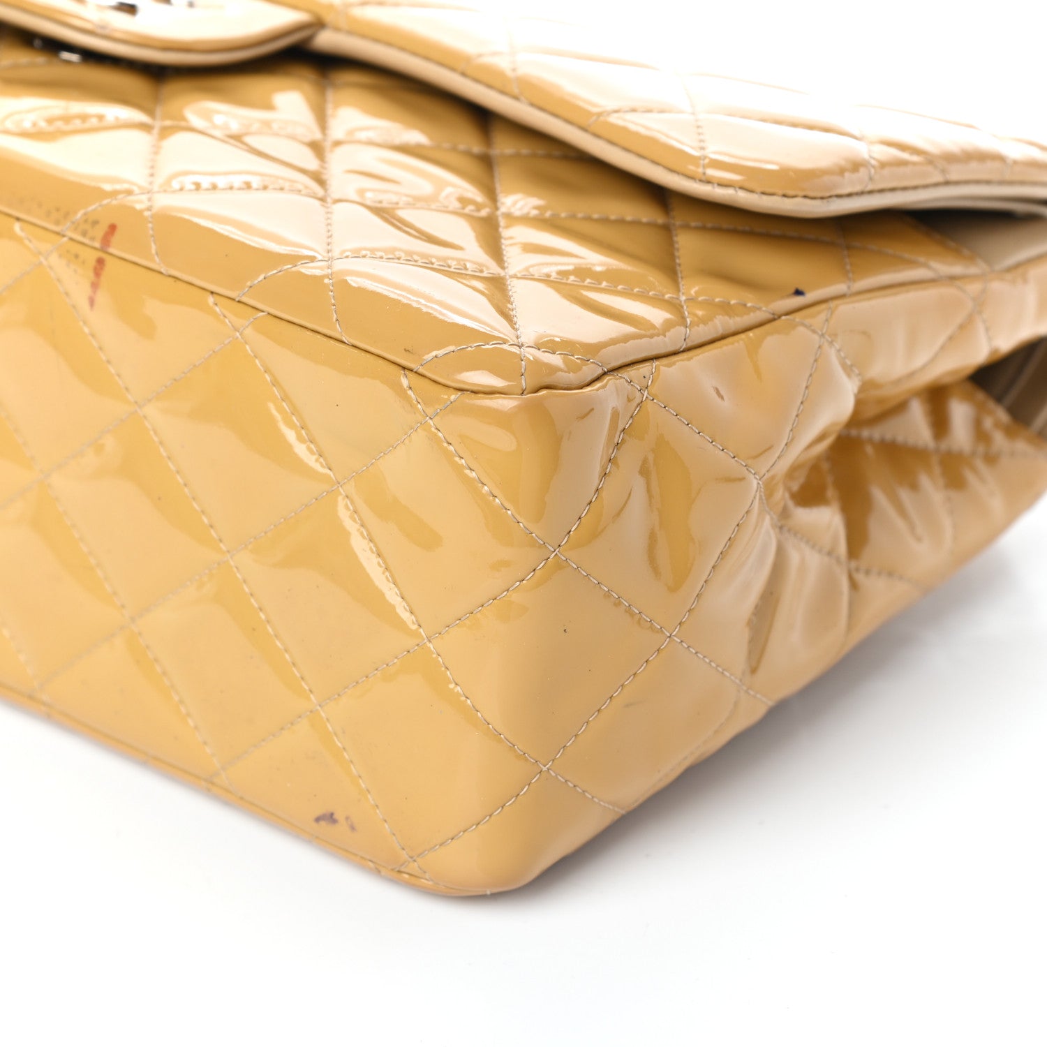 Chanel Patent Quilted Jumbo Double Flap Yellow 13 of 14