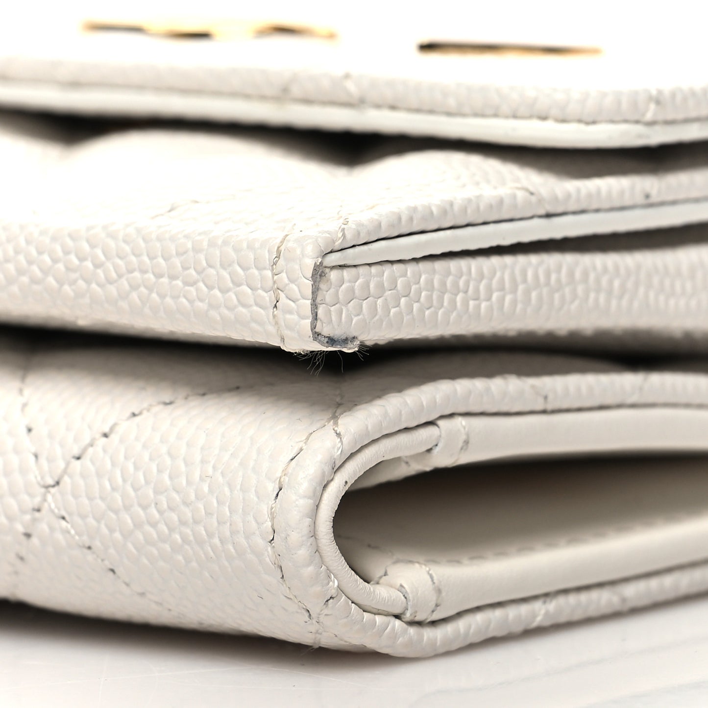 Caviar Quilted Enamel Coco Casino Double Flap Wallet White