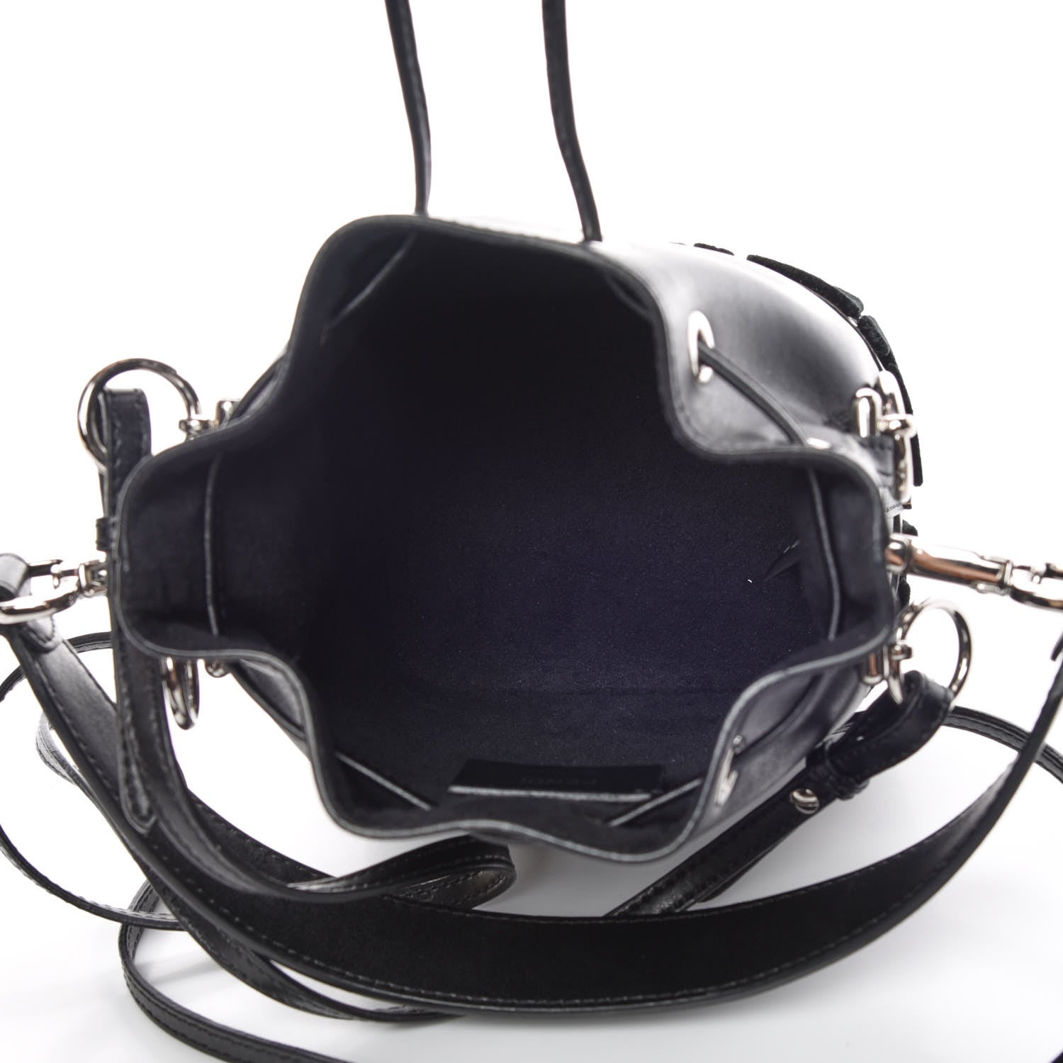 Fendi Vitello Liberty Velvet F is Fendi FF Bi-Color Mini Mon Tresor Bucket Bag Black Fango 5 of 9