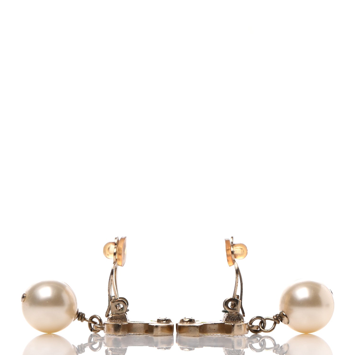 Chanel Pearl CC Drop Clip On Earrings Gold 3 of 4