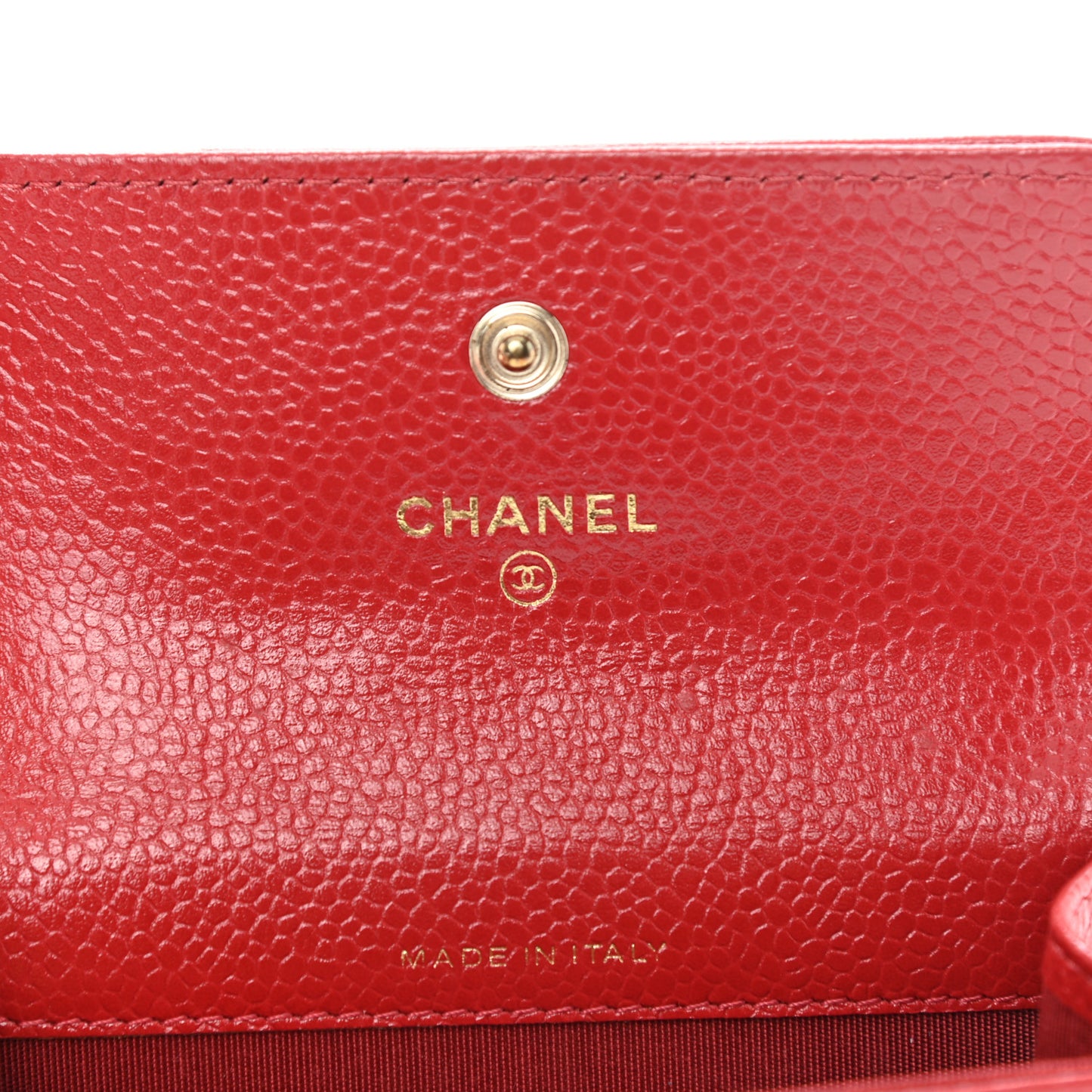 Caviar Camellia Embossed Card Holder Wallet Red