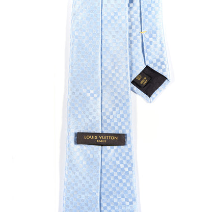 Louis Vuitton Silk Damier Classic Neck Tie Blue 4 of 5