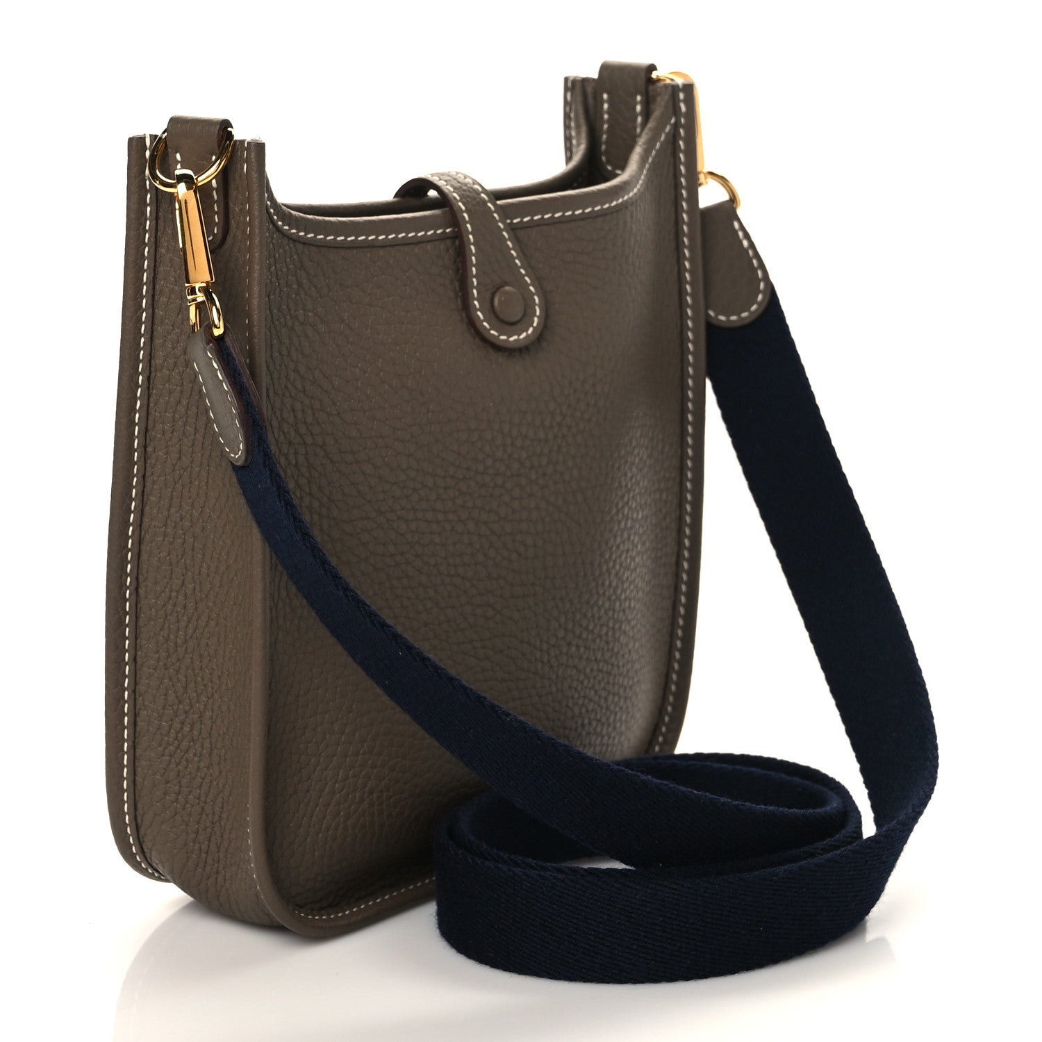 Hermes Taurillon Clemence Amazone Evelyne TPM Etoupe Bleu Indigo 3 of 10