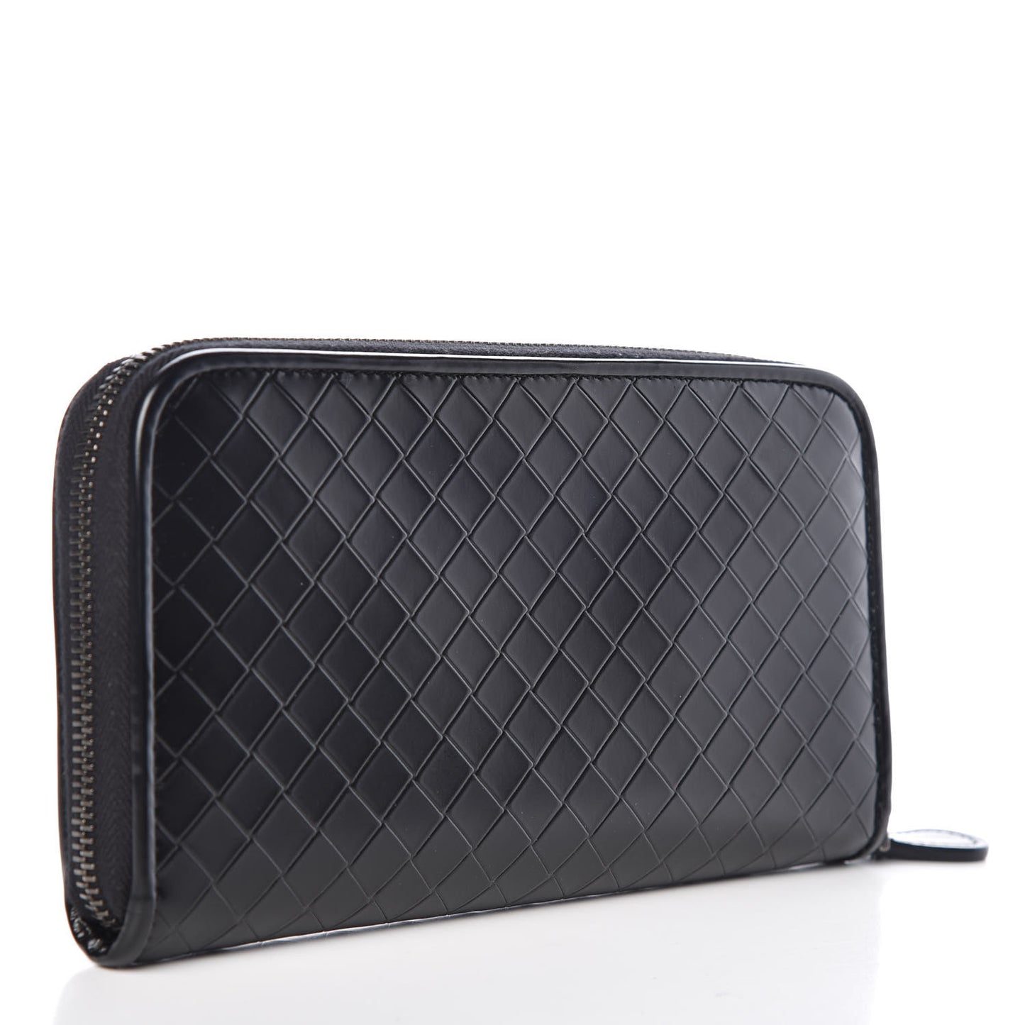 Intreccio Scolpito Spazzolato Zip Around Wallet Black