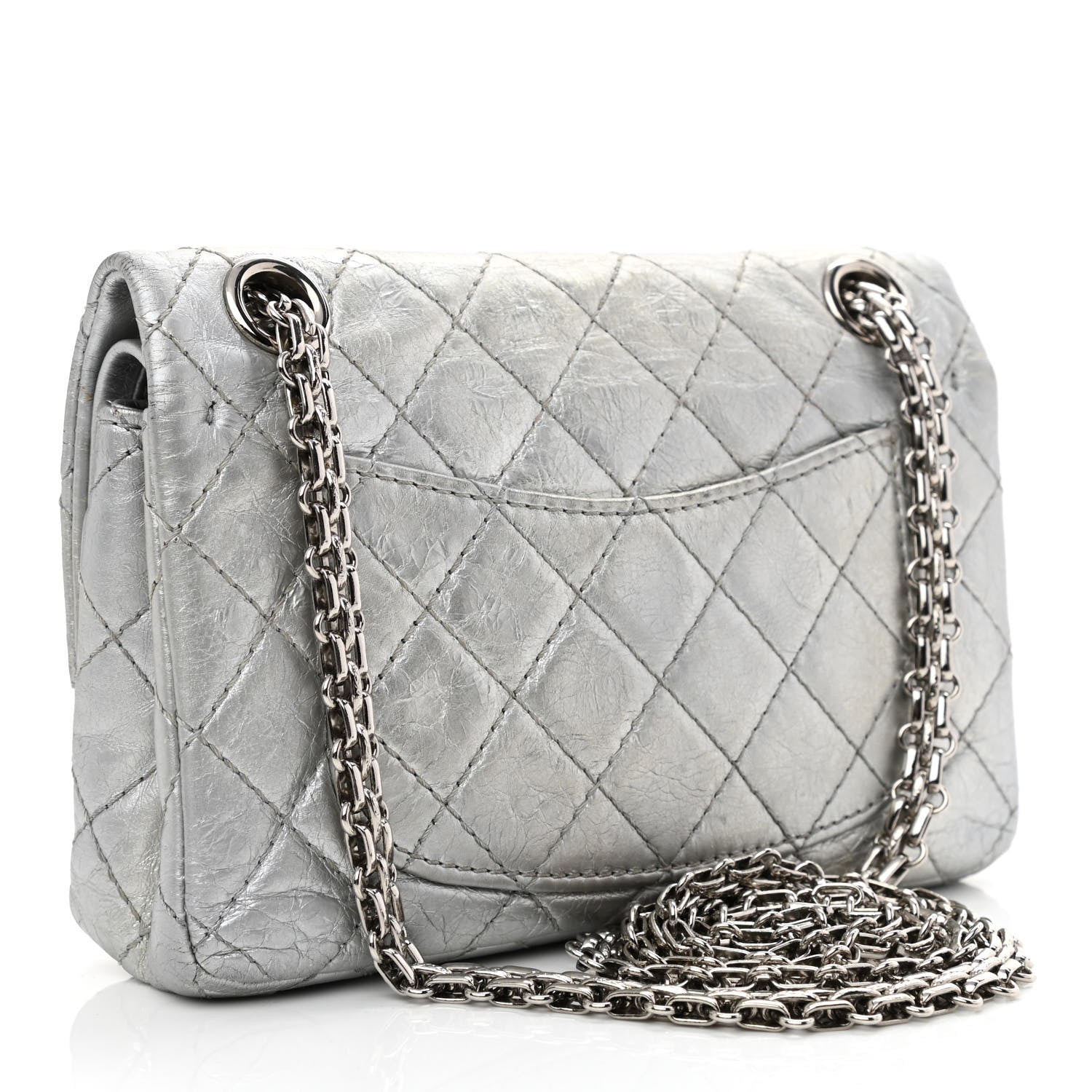 Chanel Metallic Aged Calfskin Quilted 2.55 Reissue 224 Flap Silver 3 of 10