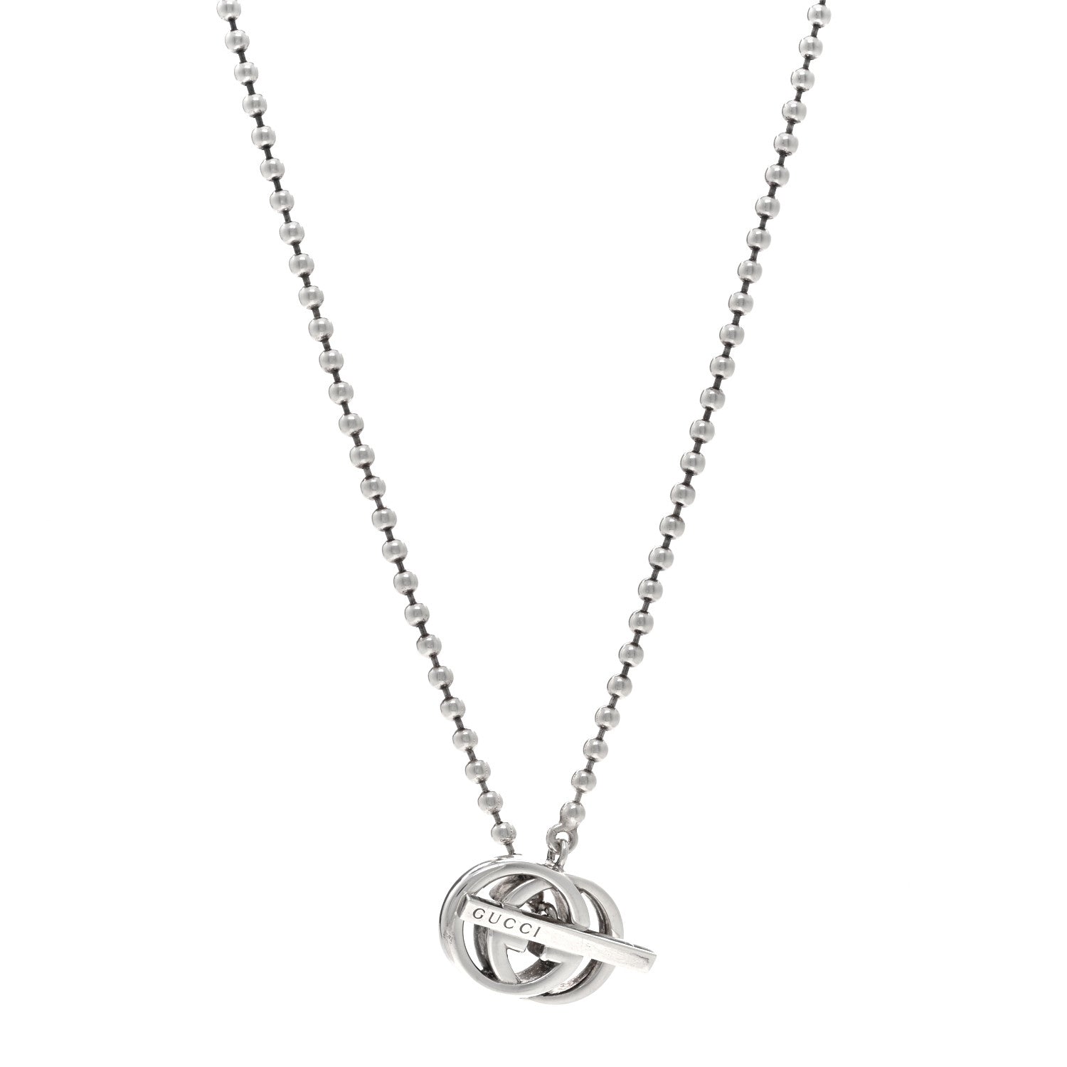 Gucci Sterling Silver Interlocking G Brit Toggle Necklace 1 of 5
