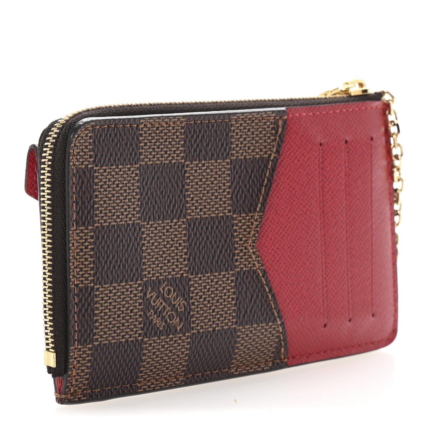 Damier Ebene Recto Verso Card Holder Red