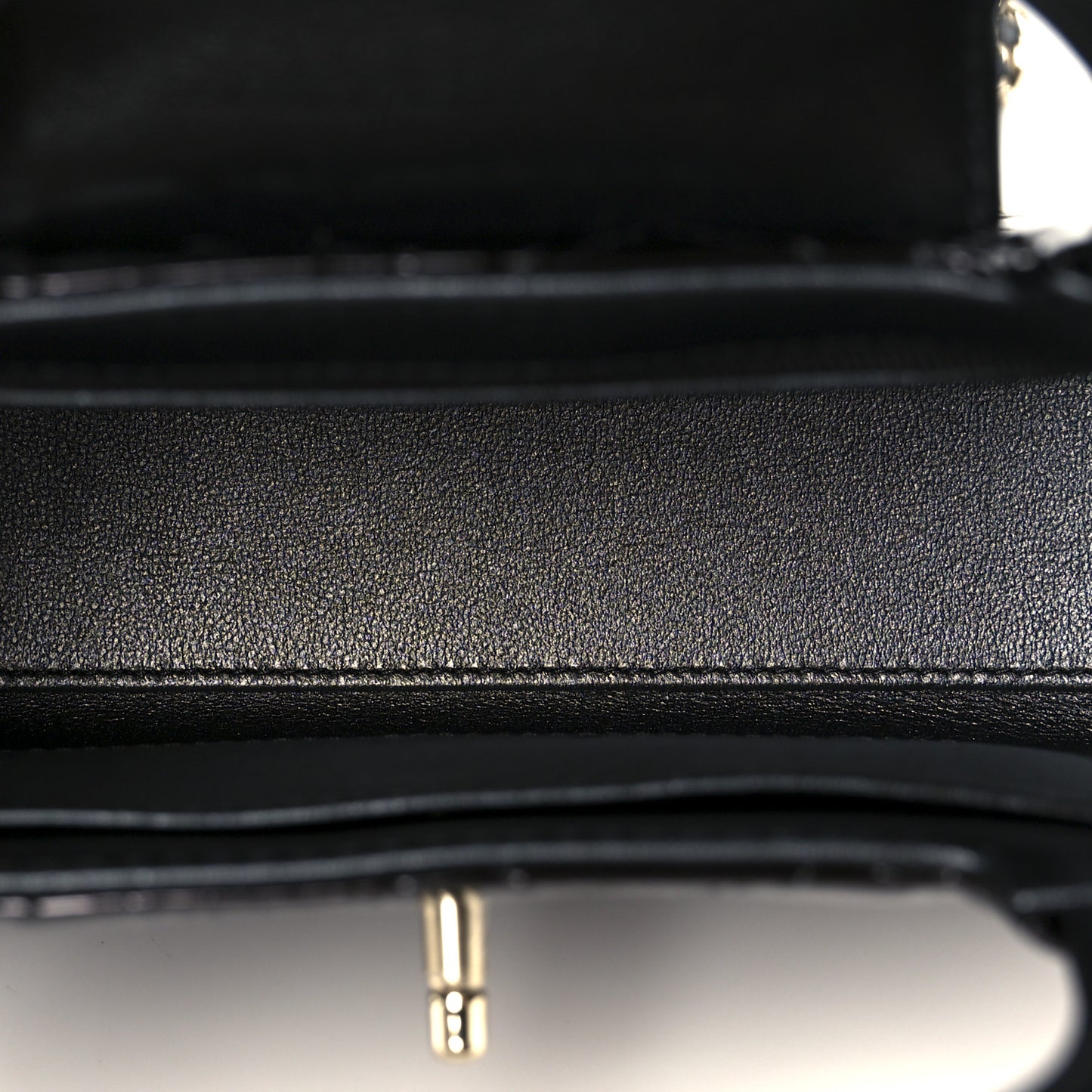 Mirror Calfskin Quilted Nano Kelly Shopper Black