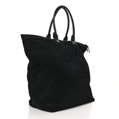 Chanel Terry Cotton CC Beach Tote Set Black 4 of 11