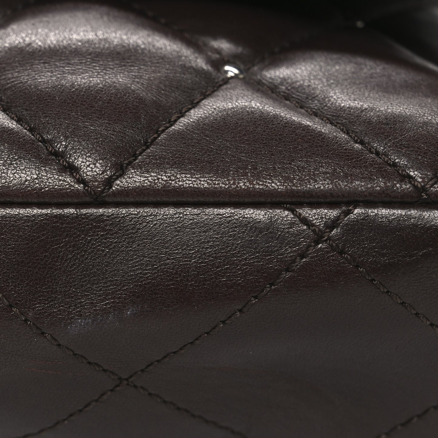 Lambskin Studded Medium Flap Brown