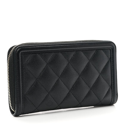 Chanel Caviar Quilted Medium Filigree Zip Around Wallet Black 3 of 10