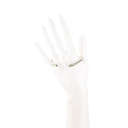 David Yurman Sterling Silver 14K Yellow Gold Blue Topaz 5mm Cable Classics Petite Color Bracelet 2 of 4