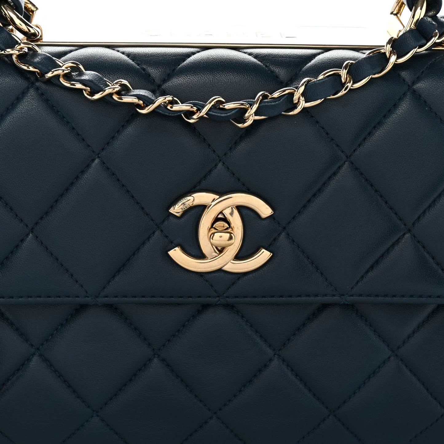 Lambskin Quilted Small Trendy CC Flap Dual Handle Bag Blue