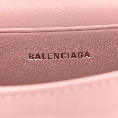 Balenciaga Shiny Calfskin Crocodile Embossed Hourglass Top Handle Bag Mini with Chain Powder Pink 6 of 11
