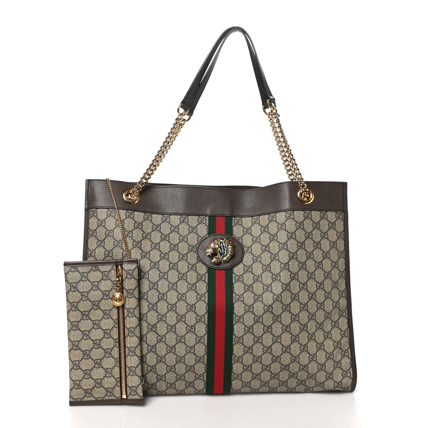 Gucci GG Supreme Monogram Large Rajah Chain Tote Beige New Acero 3 of 11