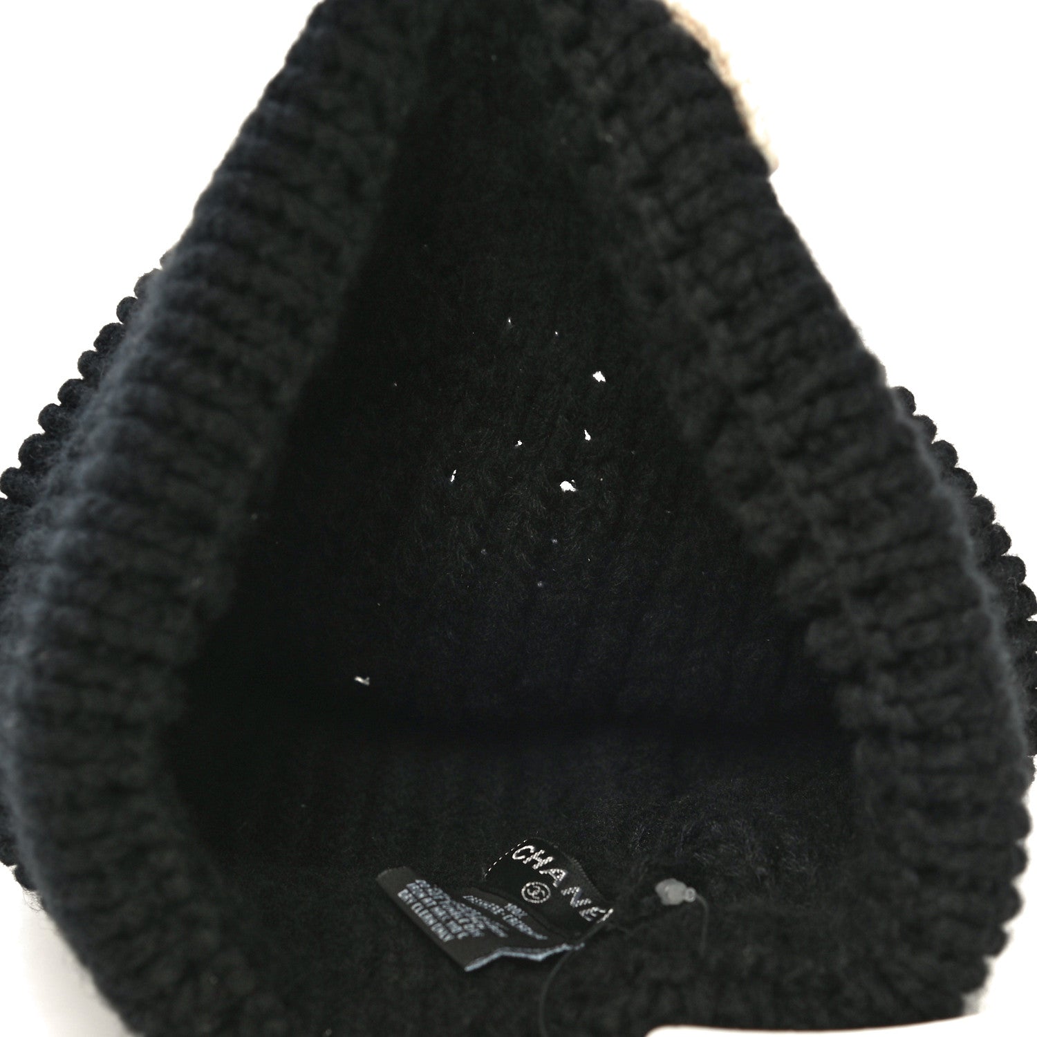 Chanel Wool Cashmere CC Beanie Hat Black White 4 of 8
