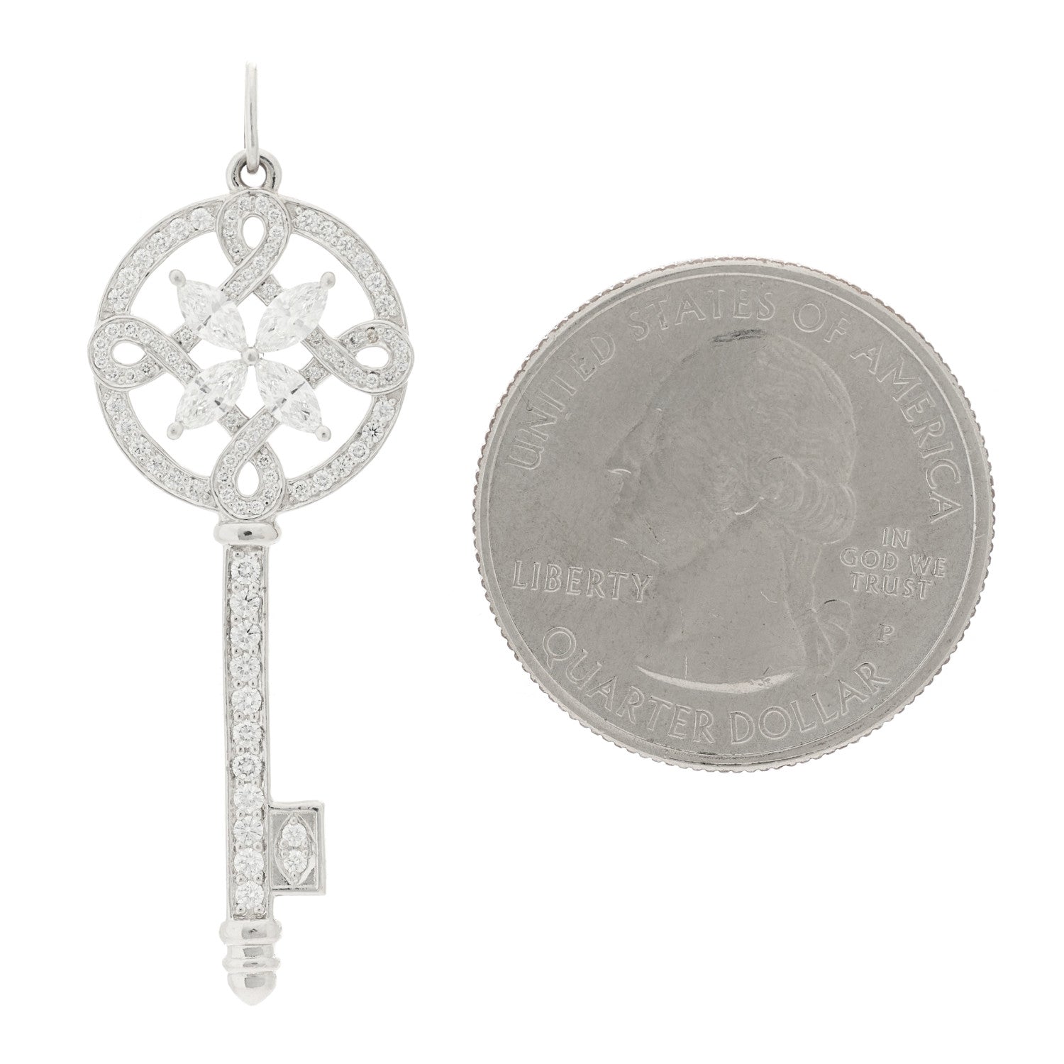 Tiffany Platinum Diamond Victoria Round Key Pendant 2 of 3