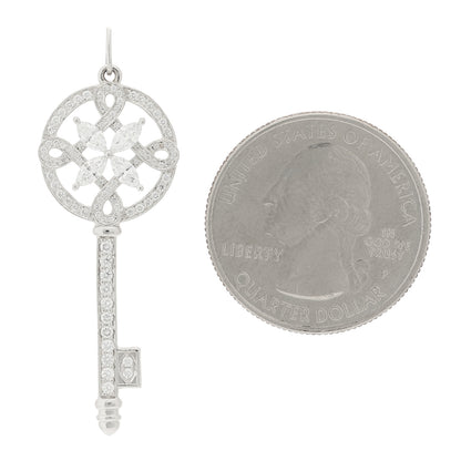 Tiffany Platinum Diamond Victoria Round Key Pendant 2 of 3