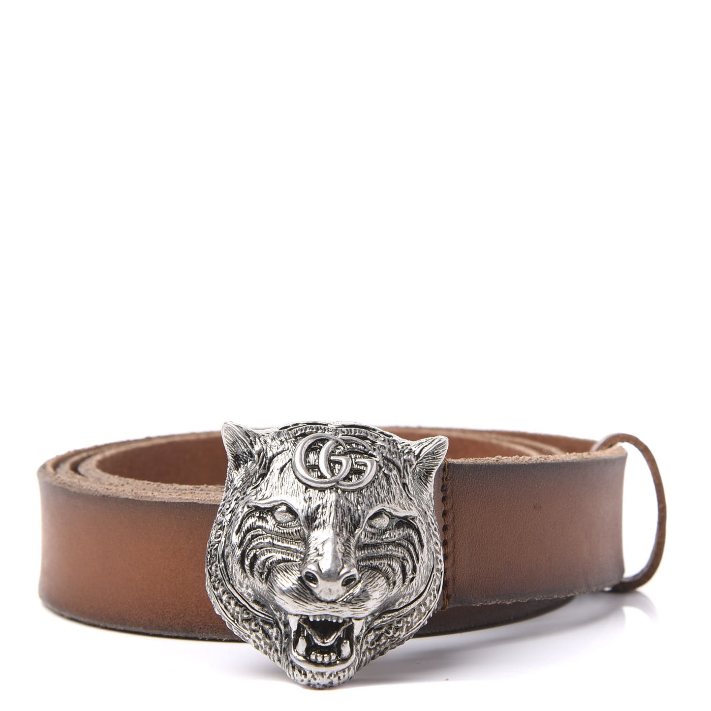Calfskin Brass Feline Buckle Belt 95 38 Toscano