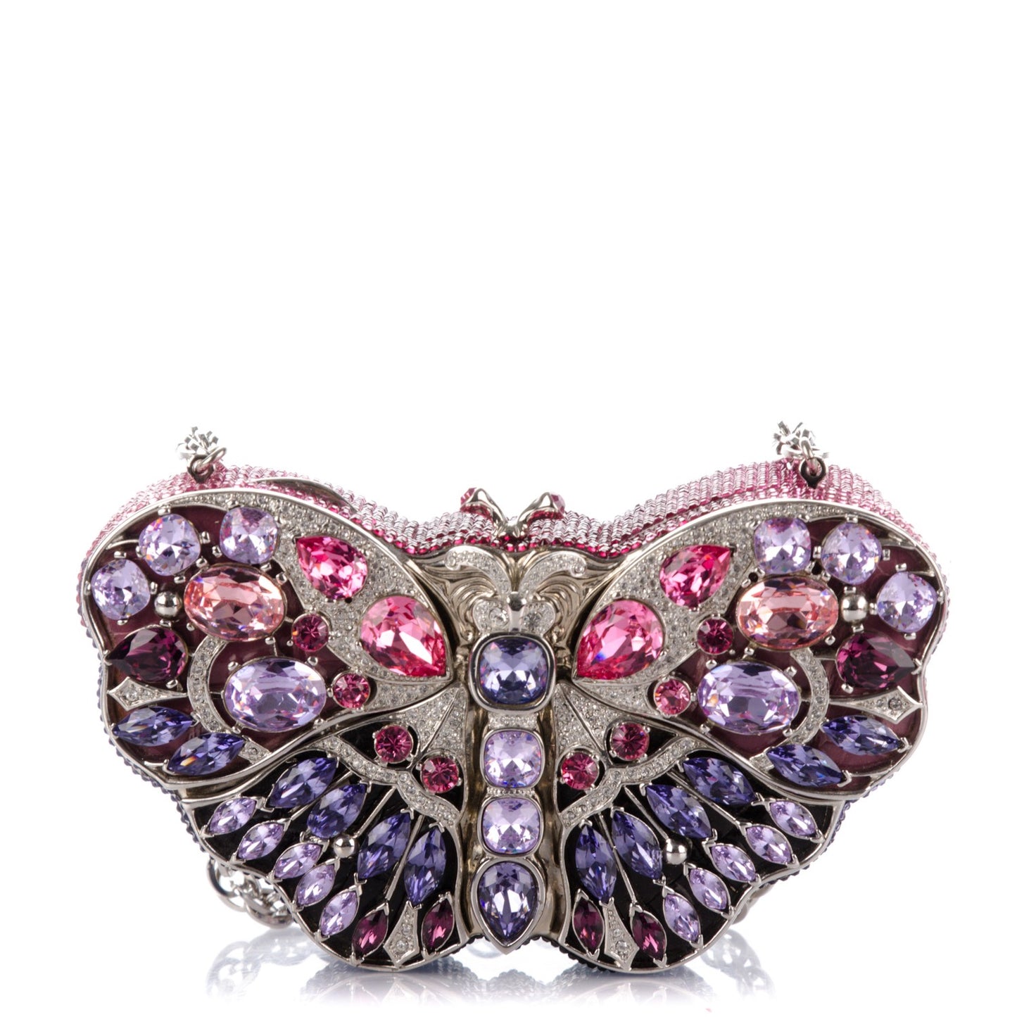 Crystal Butterfly Celestrina Minaudiere Clutch Plum