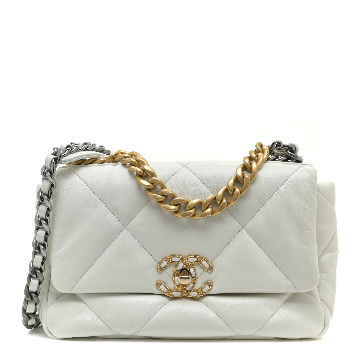 Chanel Lambskin Quilted Medium Chanel 19 Flap White 1 of 15