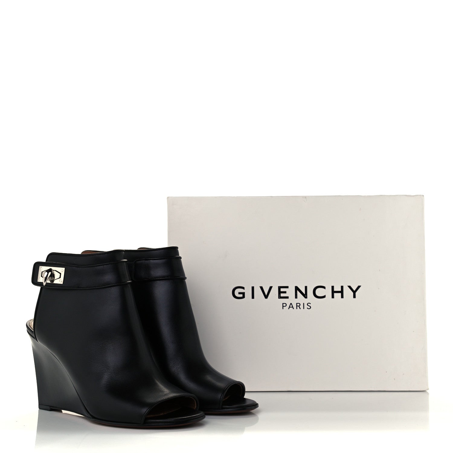 Givenchy Calfskin Shark Lock Wedges 39.5 Black 11 of 11