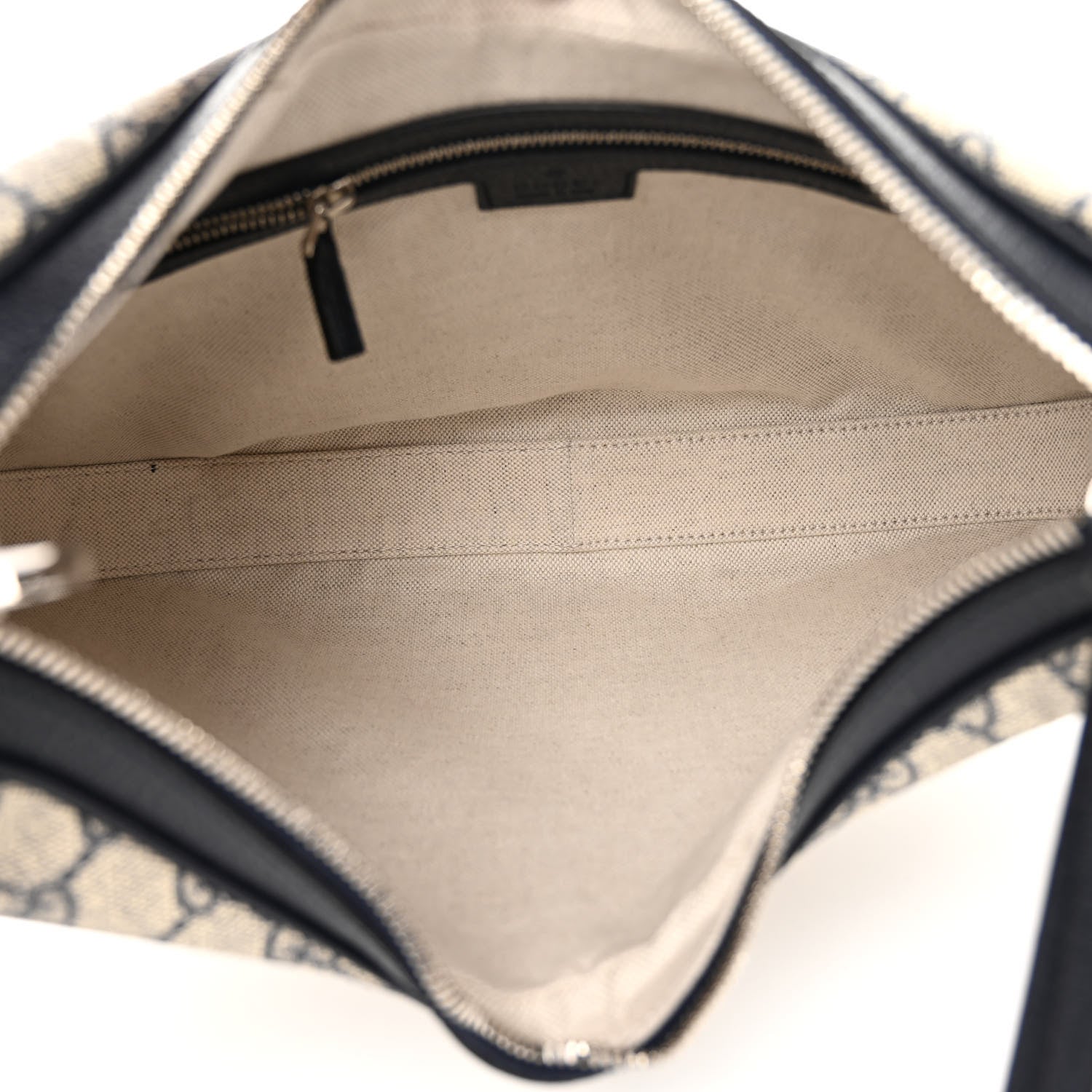 Gucci GG Supreme Monogram Textured Calfskin Web Large Attache Shoulder Bag Beige Blue 5 of 9