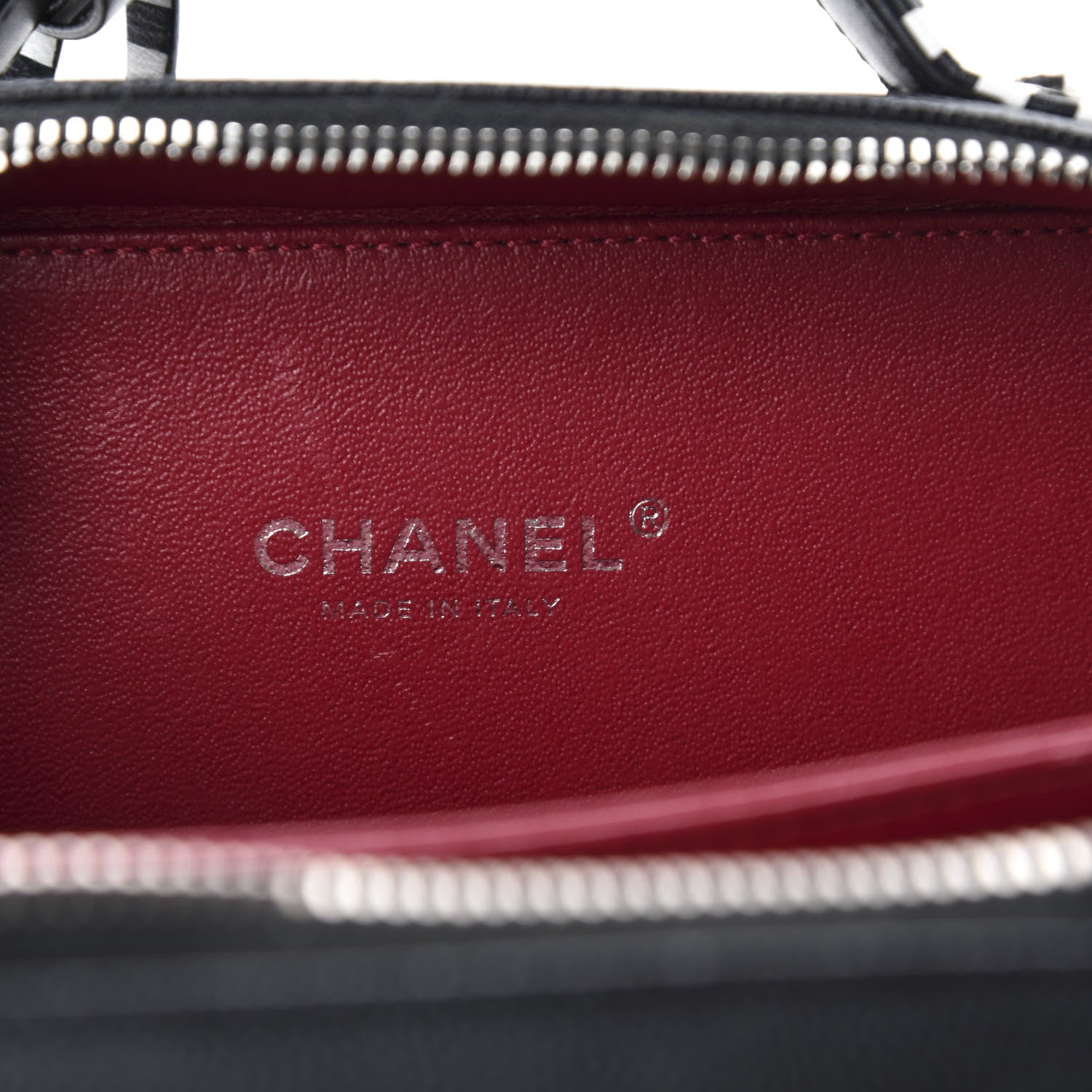 Chanel Caviar Quilted Striped Small CC Filigree Vanity Case Black White 8 of 10