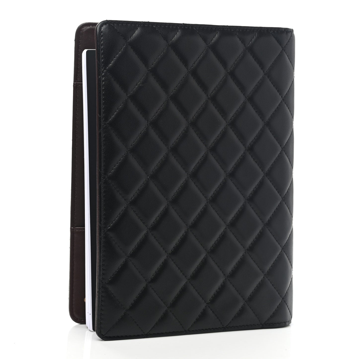 Lambskin Quilted Large Agenda Cover Black