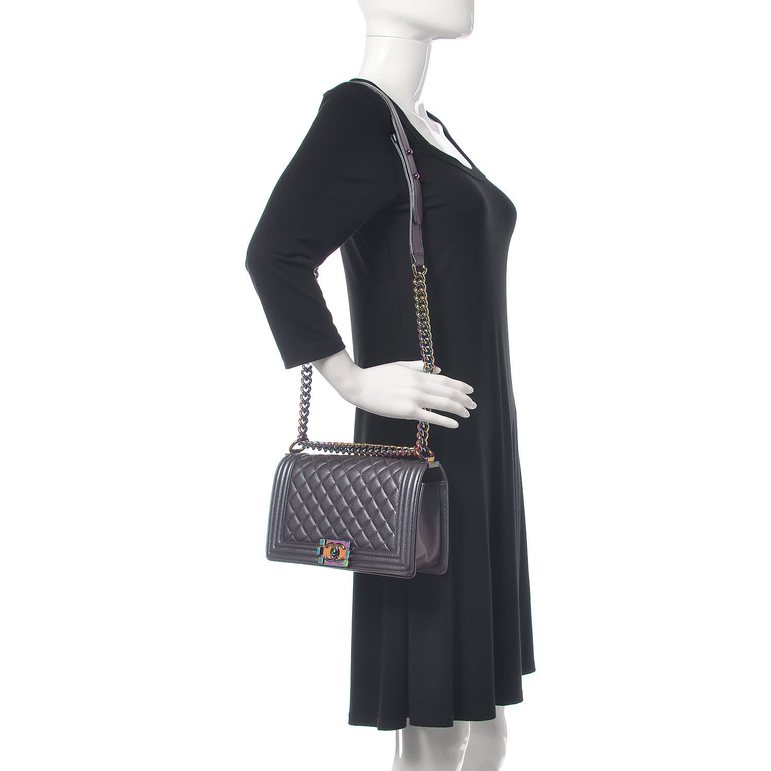 Chanel Iridescent Goatskin Quilted Medium Boy Flap Purple 2 of 9