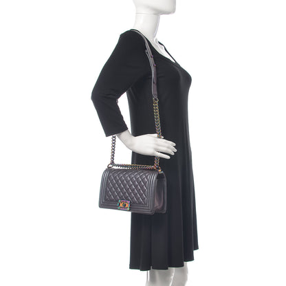 Chanel Iridescent Goatskin Quilted Medium Boy Flap Purple 2 of 9
