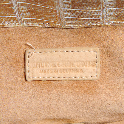 Nancy Gonzalez Metallic Crocodile Foldover Clutch Bag Gold 7 of 7
