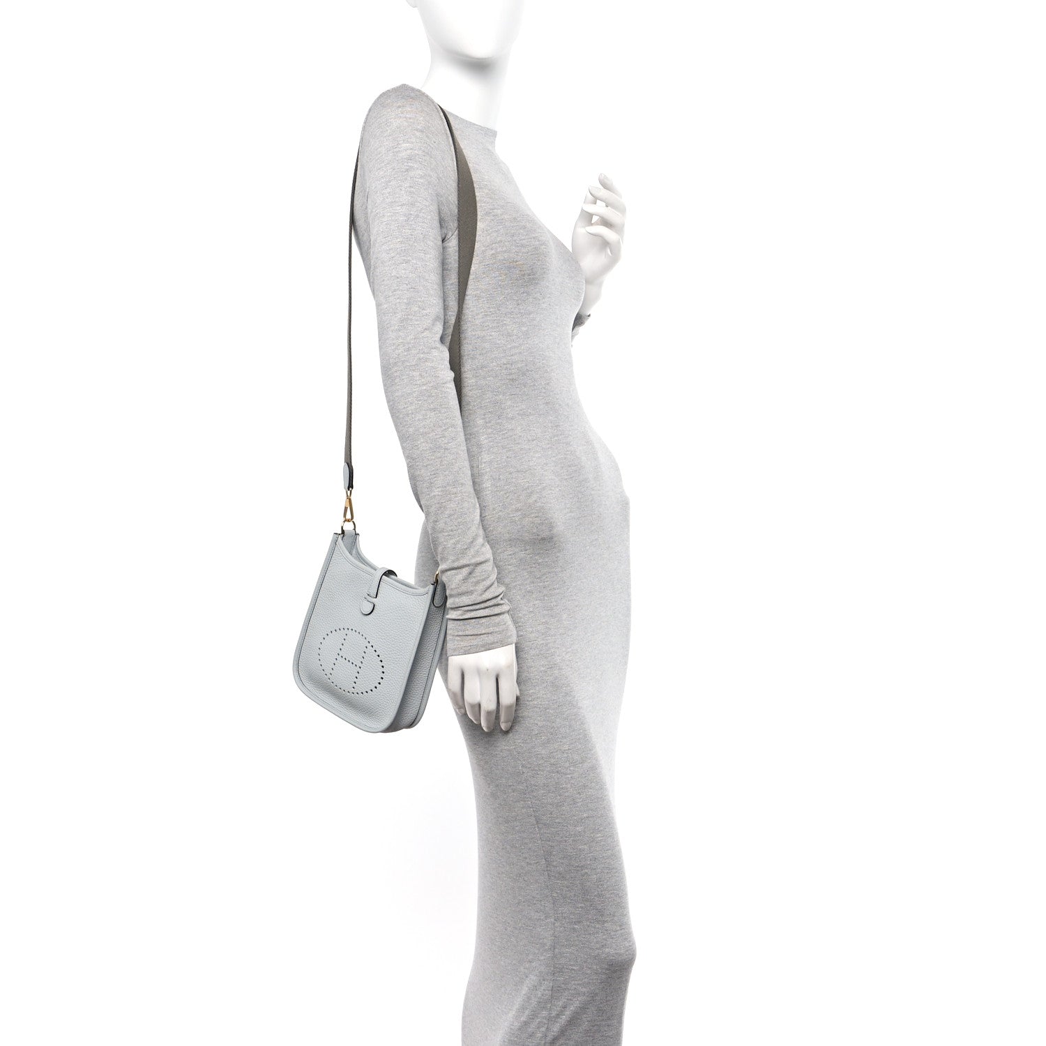 Hermes Taurillon Clemence Amazone Evelyne TPM Bleu Pale Etain 2 of 11