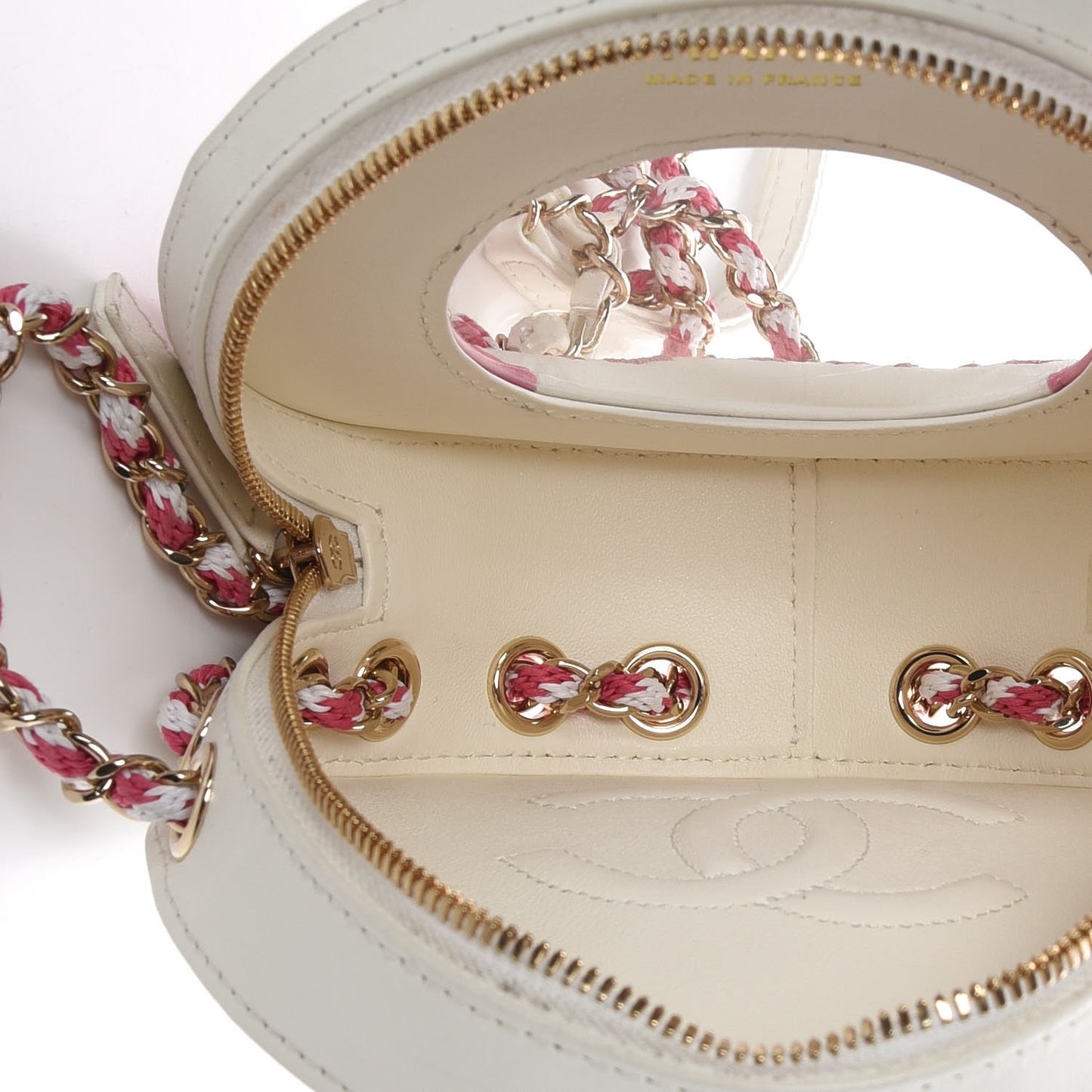 Lambskin Coco Lifesaver Round Bag Pink White