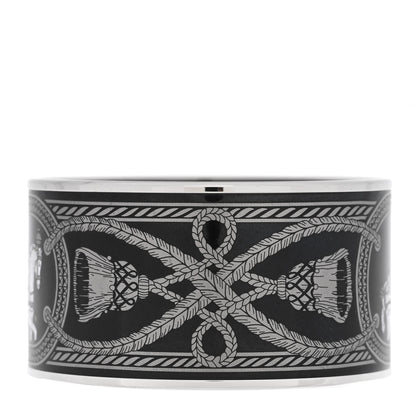 Hermes Enamel Printed Grand Apparat Extra Wide Bracelet 65 Black 2 of 5