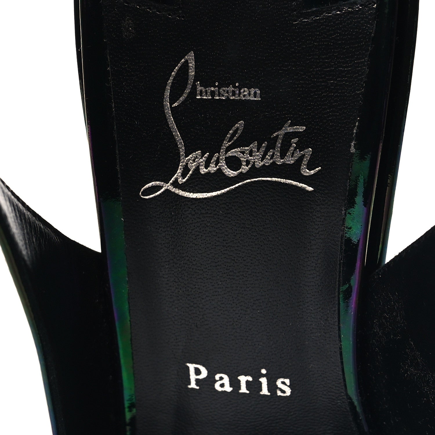 Christian Louboutin Patent Iridescent Sling Condorage 85 Wedge Pumps 39 Black 7 of 8