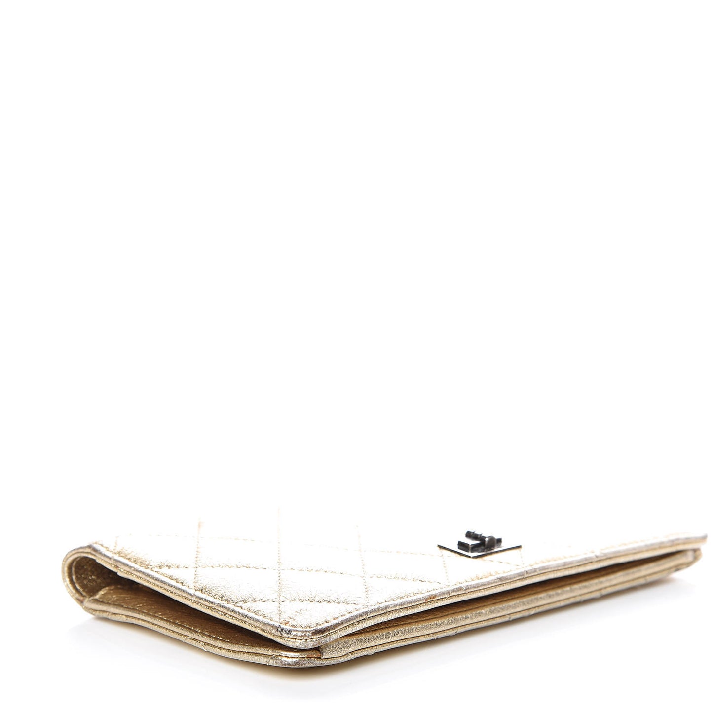 Metallic Calfskin Quilted Reissue Yen Wallet Gold