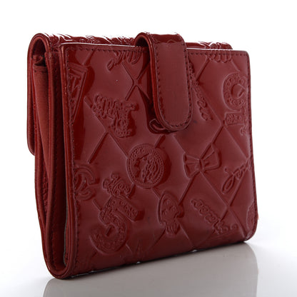 Chanel Patent Calfskin Lucky Symbols Compact French Flap Wallet Red 3 of 7