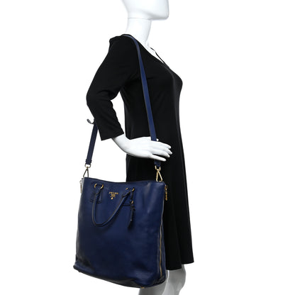 Prada Vitello Daino Side Zip Tote Bluette 3 of 11