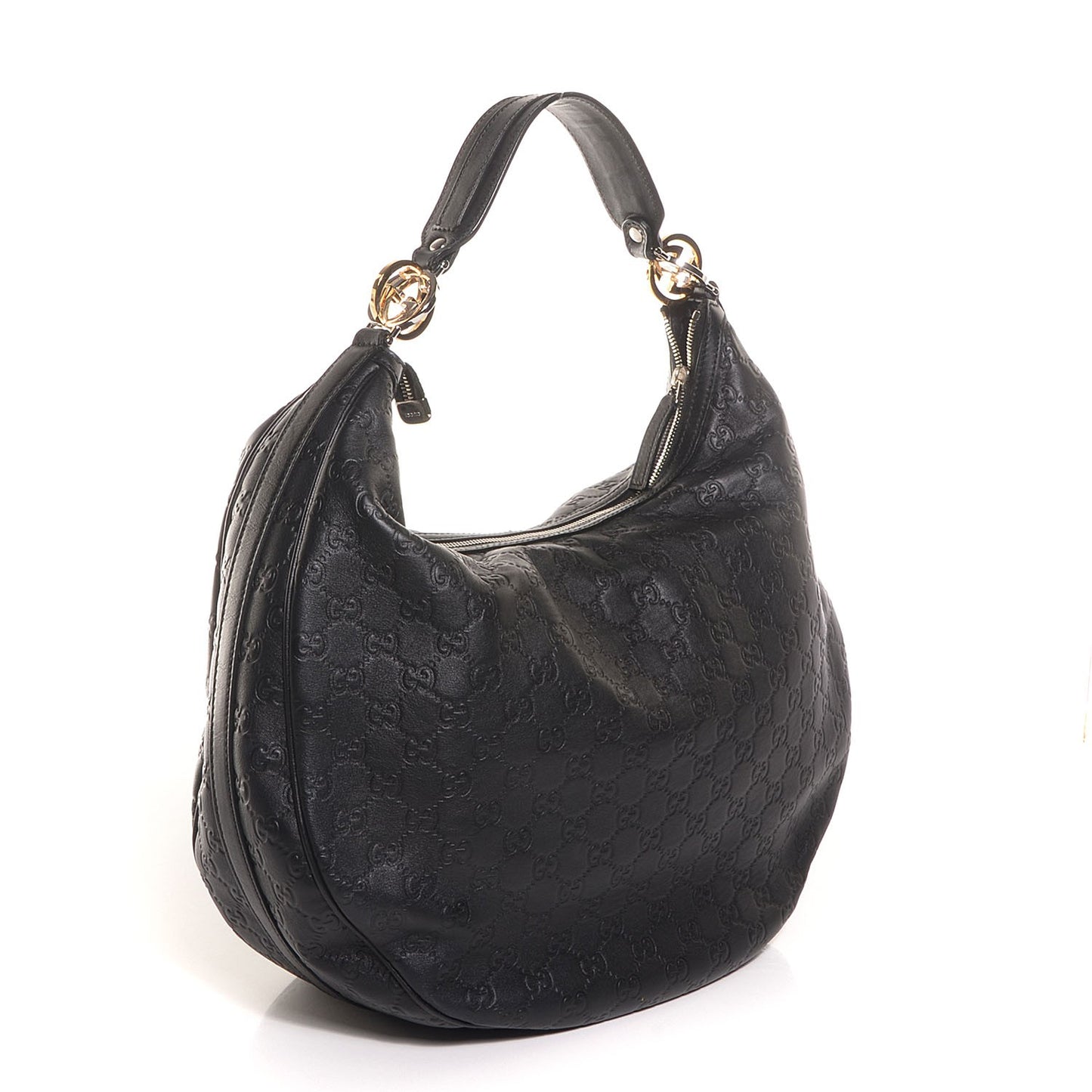 Guccissima Large GG Twins Hobo Black