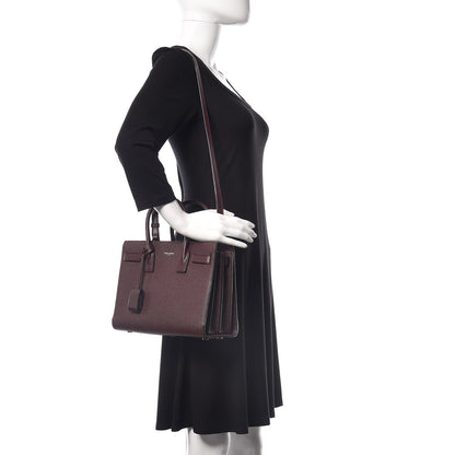 Saint Laurent Grained Calfskin Baby Sac De Jour Amaranto 2 of 9