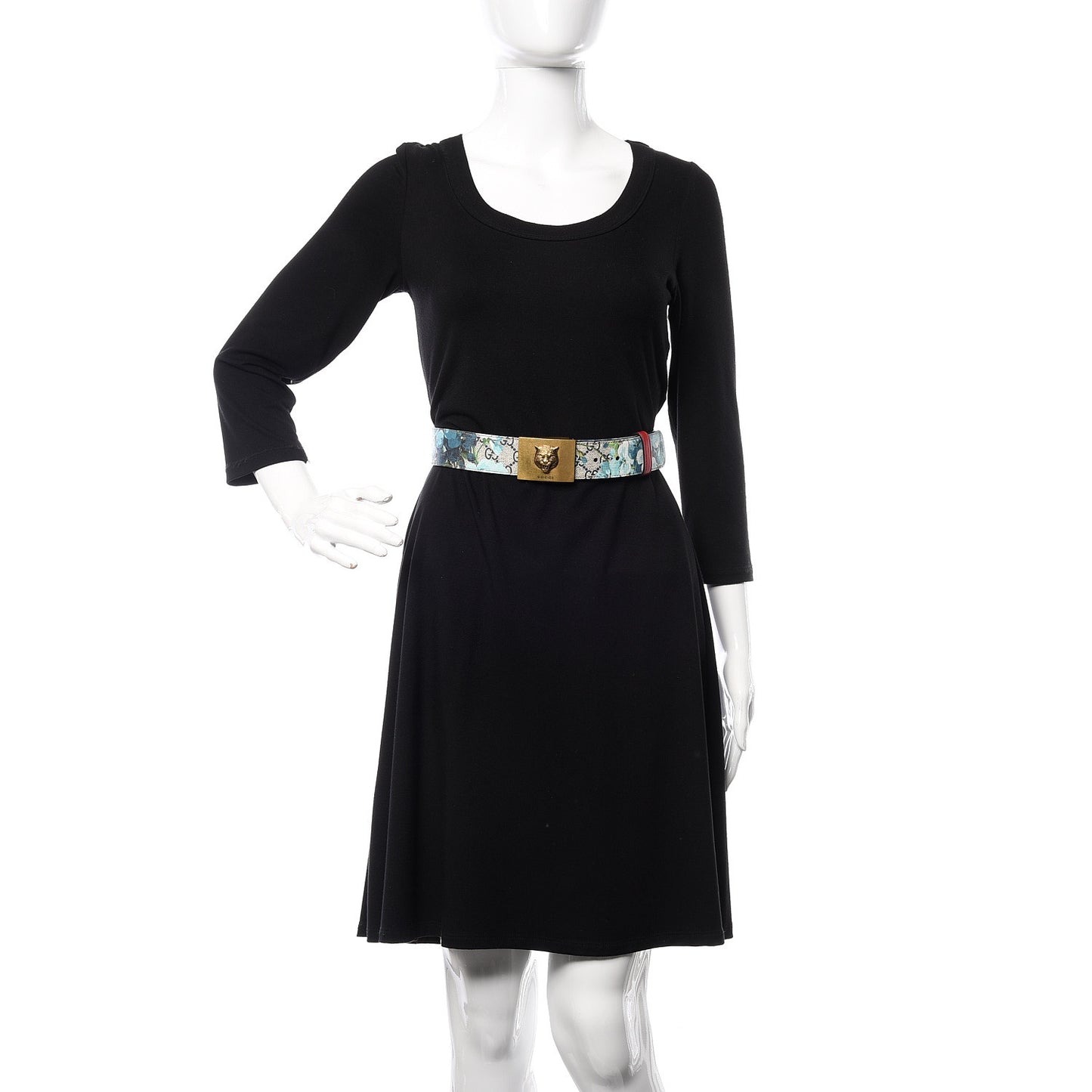 GG Plus Monogram Blooms Plaque Belt 85 34 Blue