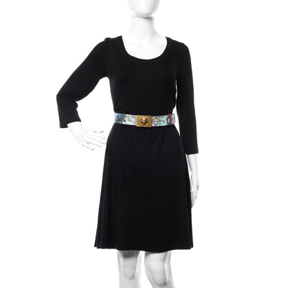 Gucci GG Plus Monogram Blooms Plaque Belt 85 34 Blue 2 of 6