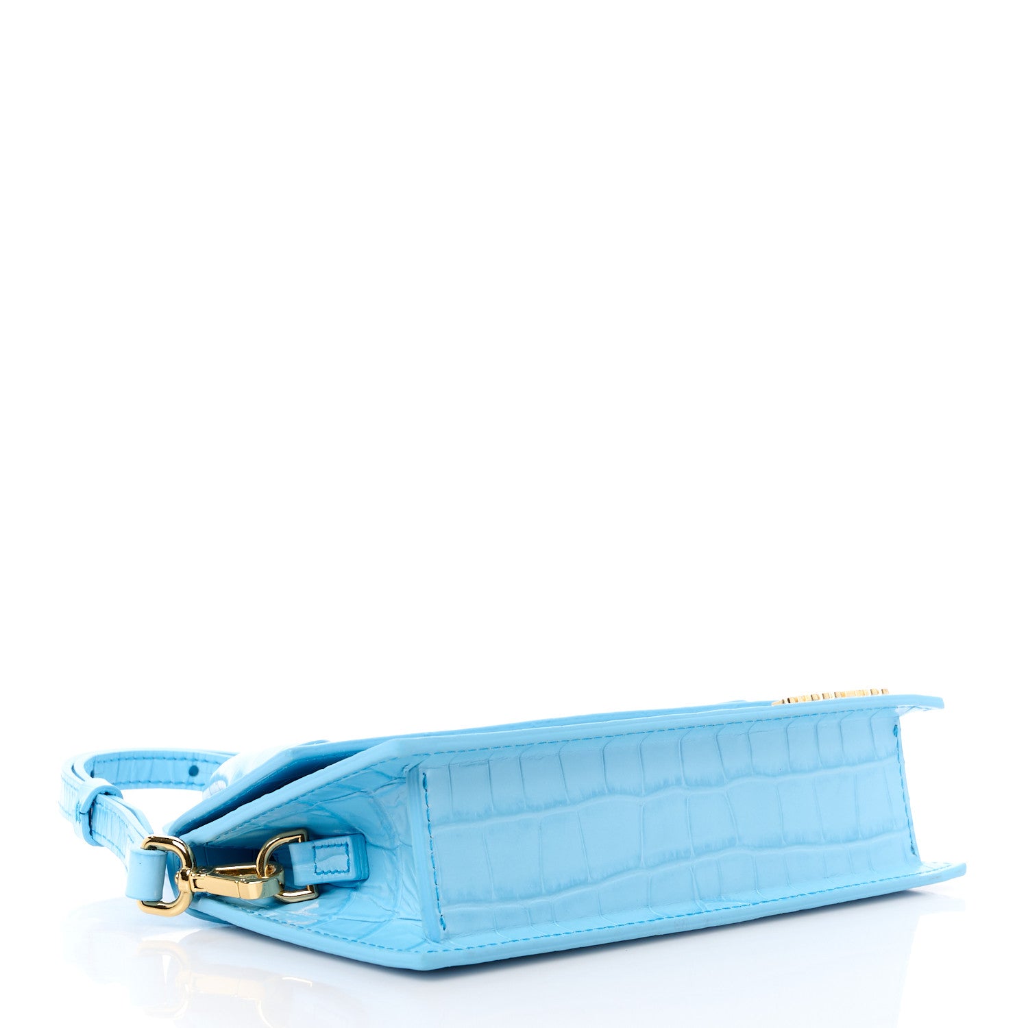 Jacquemus Calfskin Crocodile Embossed Le Chiquito Long Pale Blue 4 of 10